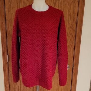 St Johns Bay, Red, Textured Sweater, Size Large